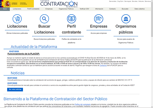 Portada Plataforma Contratación